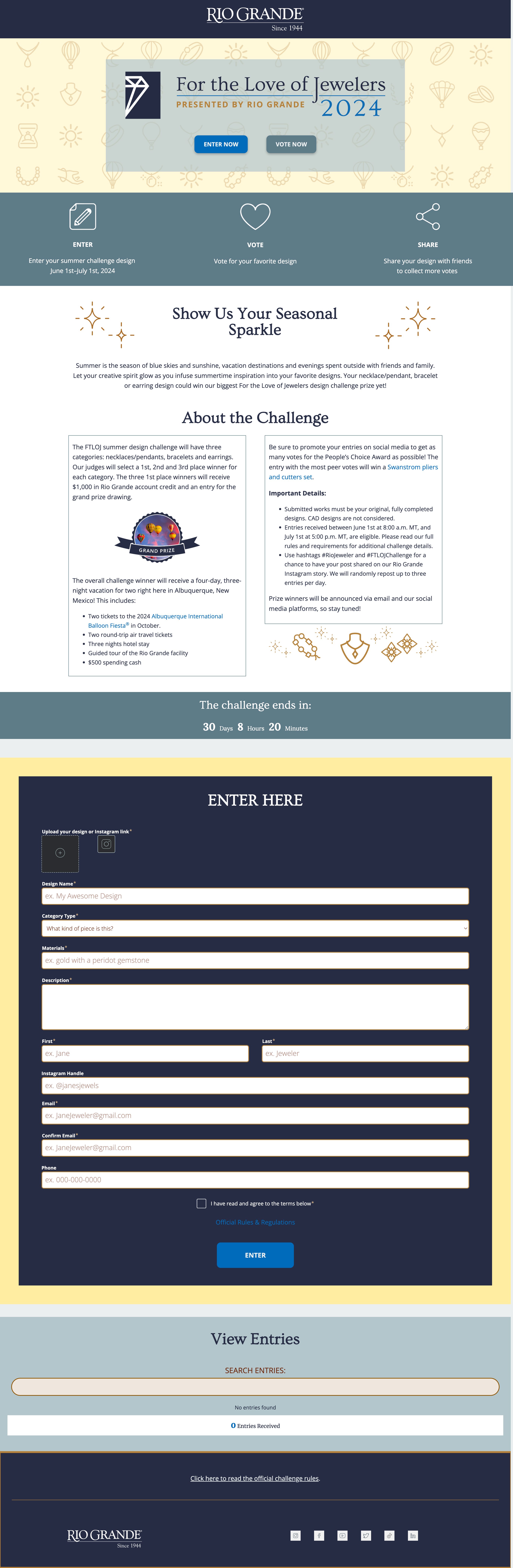 Desktop landing page layout for FTLOJ challenge