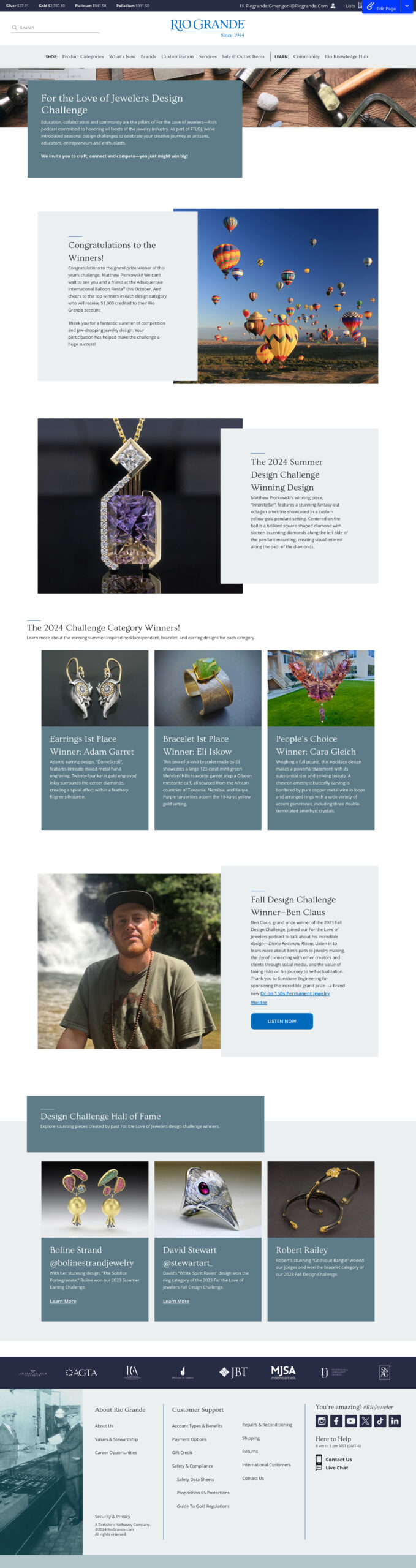 Winner landing page state
