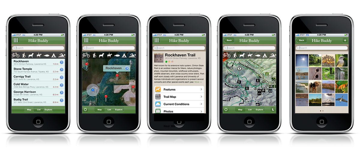 Hike Buddy brand mark and UI composition