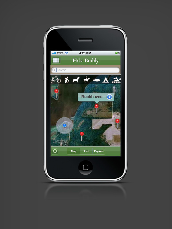 Hike Buddy screen concept 1