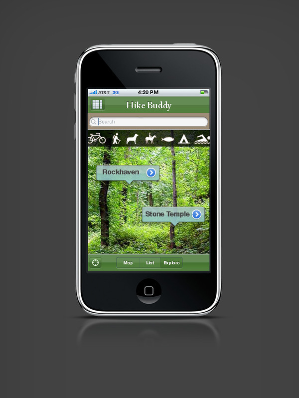 Hike Buddy screen concept 2