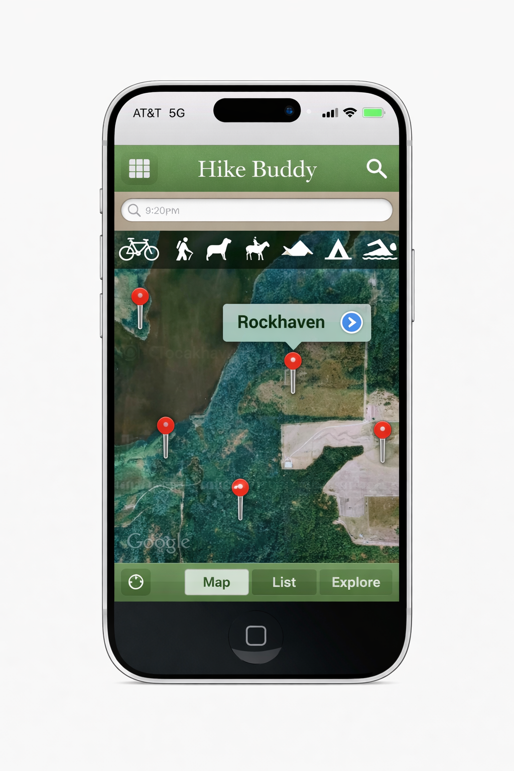 Hike Buddy map and trail view