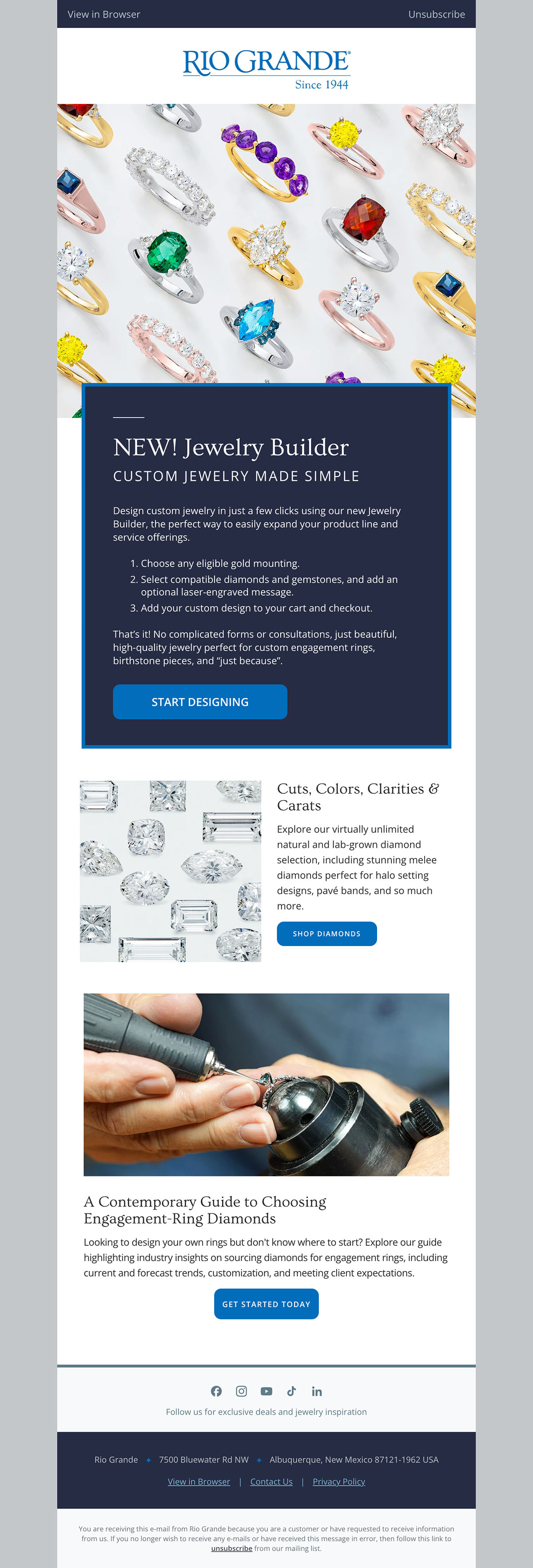 Jewelry Builder email campaign iteration 1