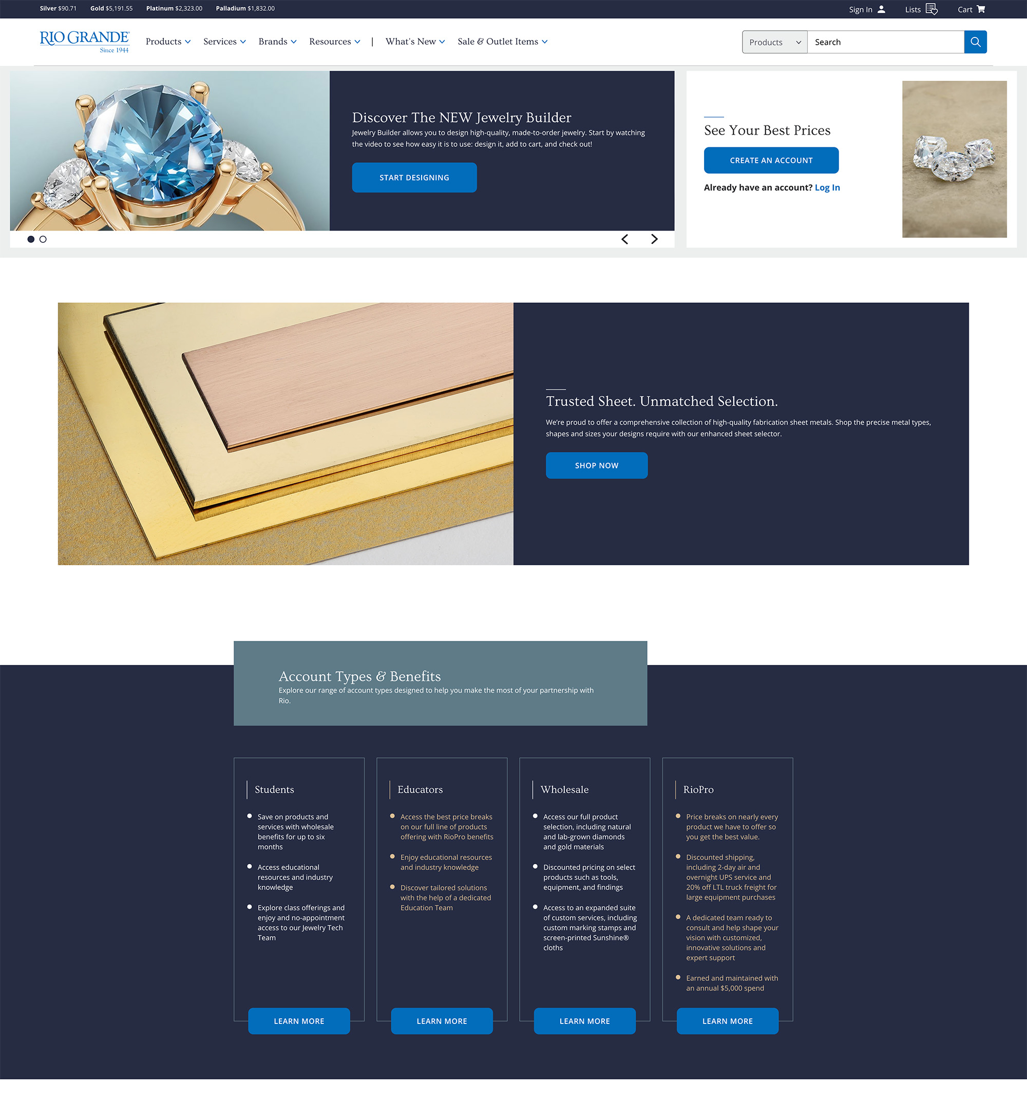 Jewelry Builder homepage hero iteration 2