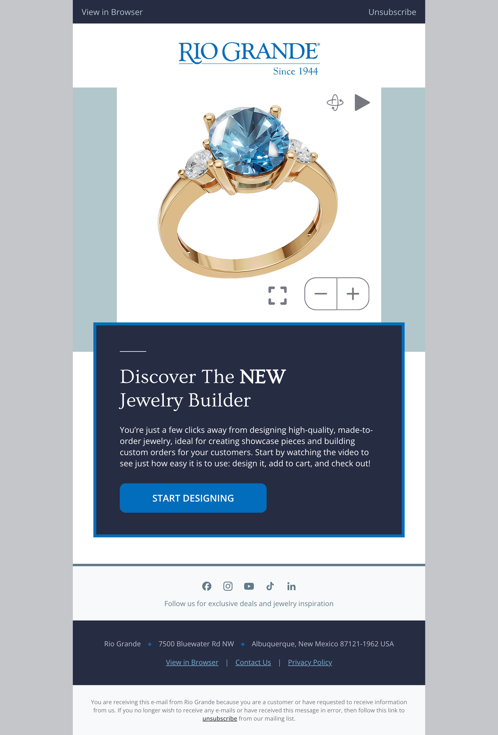 Jewelry Builder email campaign iteration 2
