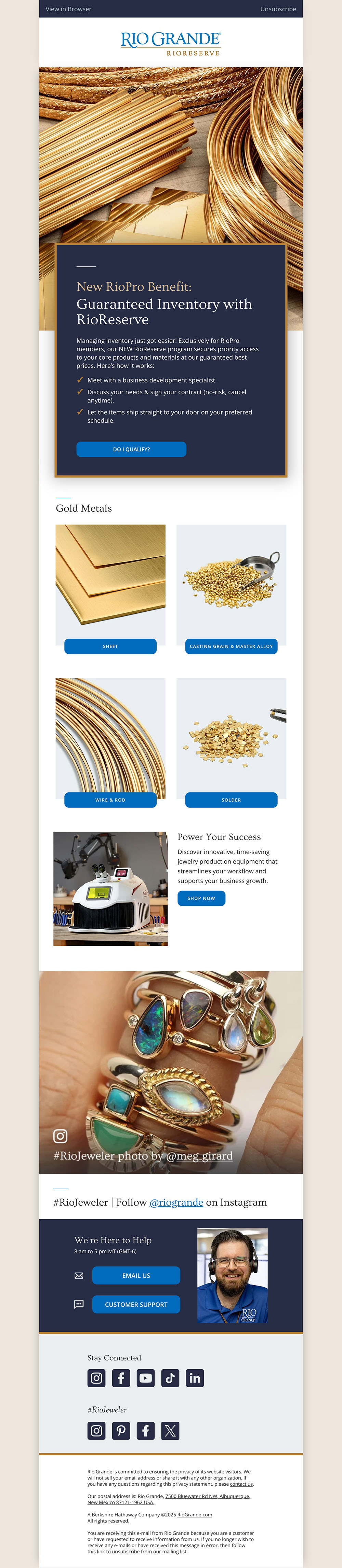 RioReserve segmented email to RioPro customers