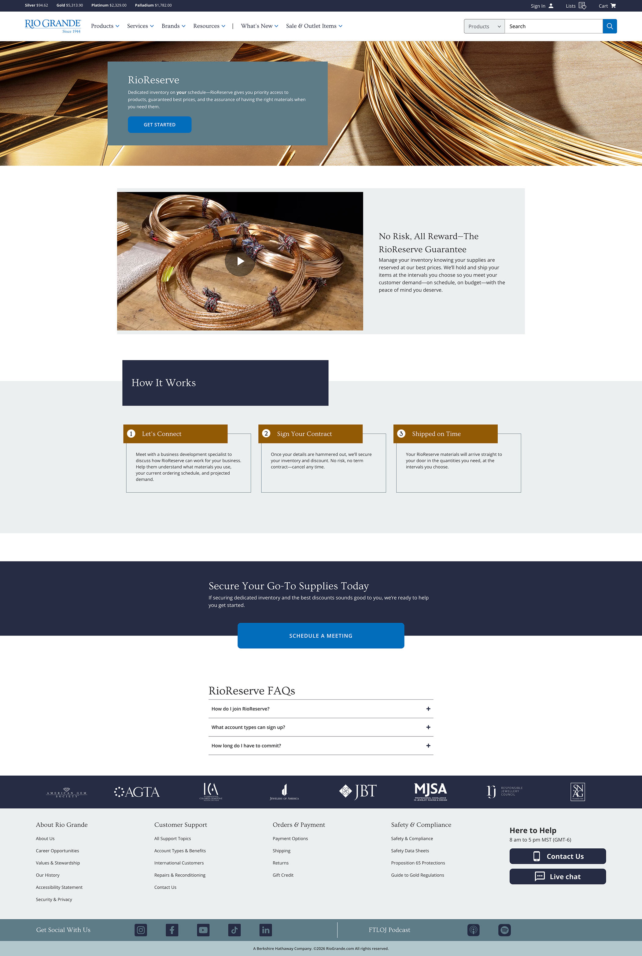 RioReserve landing page design